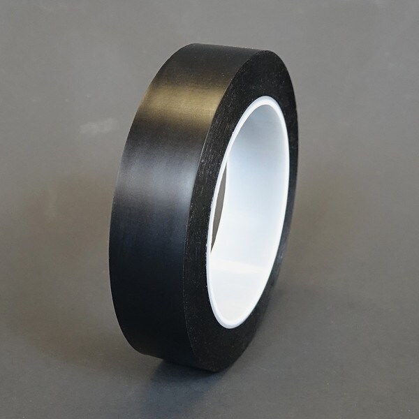 1 inch roll of black vinyl tape on plastic core