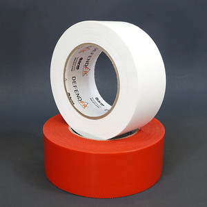 Roll of red and white DefendFR polyethylene tape