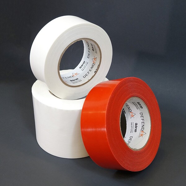 Various rolls of red and white DefendFR poly tape