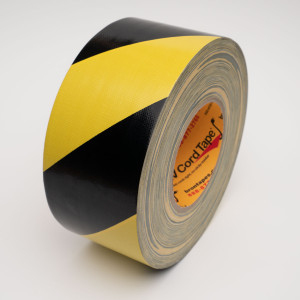 Black and yellow hazard stripe floor marking tape