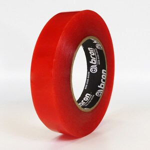 Single roll of BT-8723 clear tape with red liner in front of white background